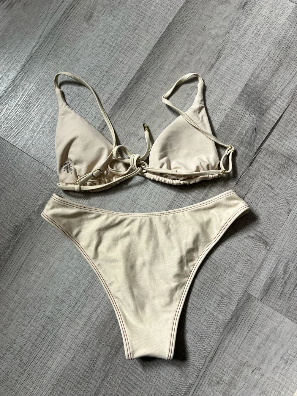 MONDAY SWIMWEAR Kauai Top + Byron Bikini Bottoms in Champage Denim Small